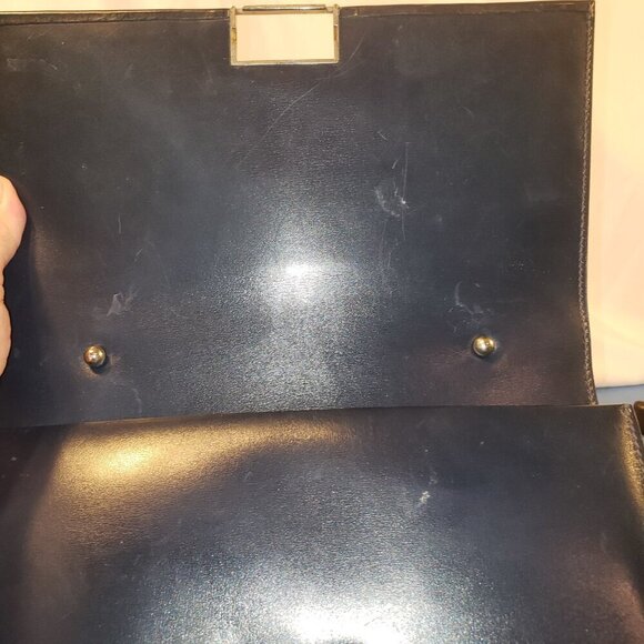 Vintage Blue Leather Top Handle Kelly Bag - Picture 8 of 12